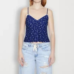 Forever 21 Lace Trimmed Printed Tank Women's Sleeveless Crop Top Juniors Floral